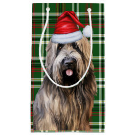 Vakantie Briard Shepherd Dog Green Plaid Kerstmis Klein Cadeauzakje