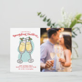 Vakantie brief Champagne Cheers Foto Feestdagenkaart (Staand voorkant)