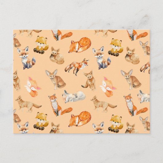 Vakantie Briefkaart - Patroon van vossen (Voorkant)