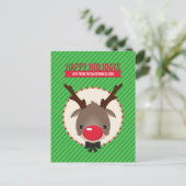 VAKANTIE BRIEFKAART:: rood neusrendier rudolf Feestdagenkaart (Staand voorkant)