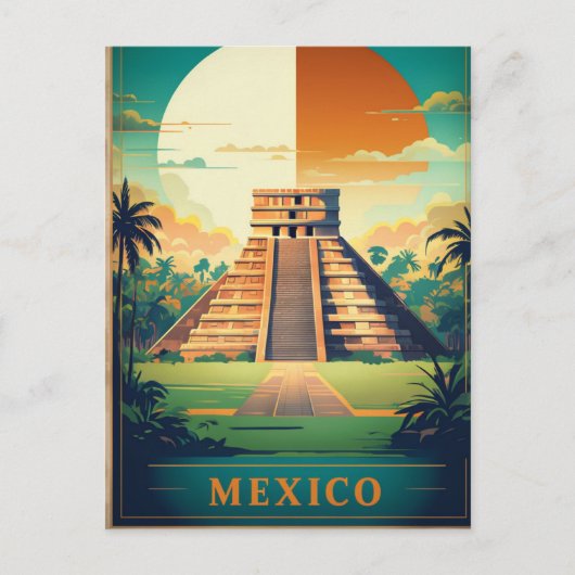 Vakantie briefkaart vakantie Mexico Maya-piramide (Voorkant)