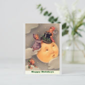 Vakantie Briefkaarten:  grillige maan en Kinder Feestdagenkaart (Staand voorkant)