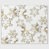 Vakantie Bronzy Rendier Sneeuwvlokken op Wit Cadeaupapier (Vlak)