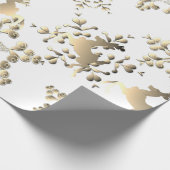 Vakantie Bronzy Rendier Sneeuwvlokken op Wit Cadeaupapier (Hoek)