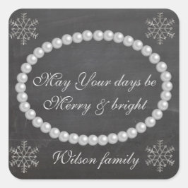 Vakantie bruiloft chique kerst parel sneeuwvlok vierkante sticker