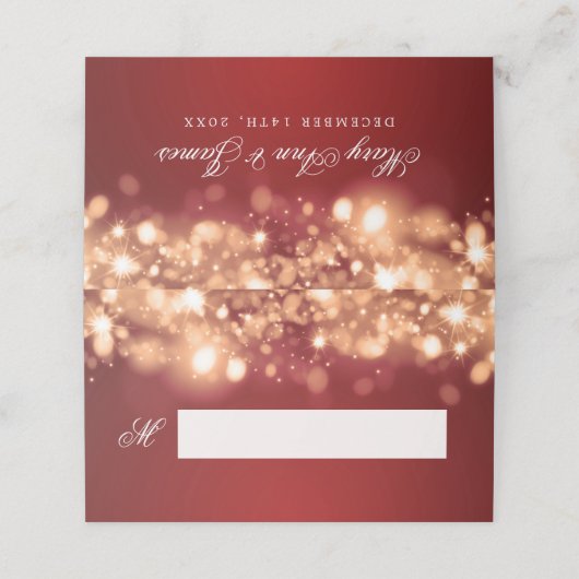 Vakantie bruiloft Plaats kaart Mousserende lichten Plaatskaartje (Buitenkant ongevouwen)