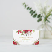 Vakantie bruiloft Poinsettia Floral Gold Registry Informatiekaartje (Staand voorkant)