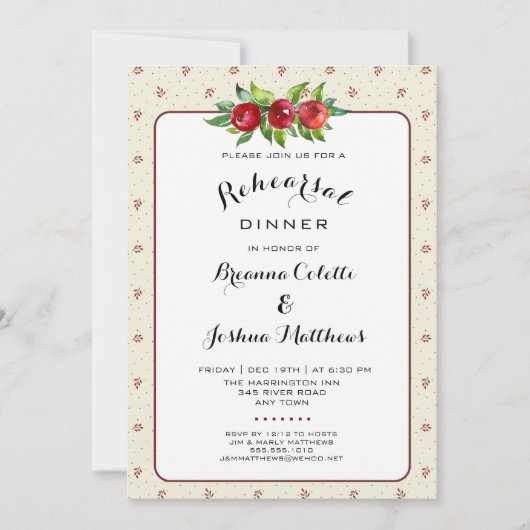 Vakantie bruiloft repetitie diner uitnodiging (Voorkant)