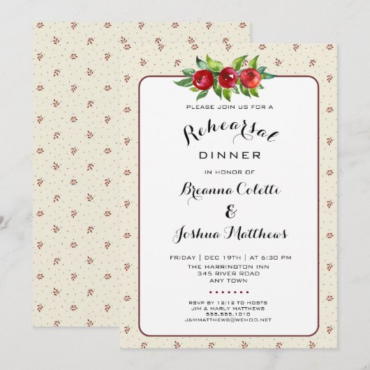 Vakantie bruiloft repetitie diner uitnodiging (Voorkant / Achterkant)