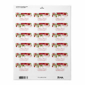 Vakantie Bruiloft Waterverf Bloemen Rood Poinsetti Etiket (Full Sheet)