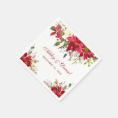 Vakantie bruiloft Waterverf Poinsettia Bloemenrood Servet (Hoek)