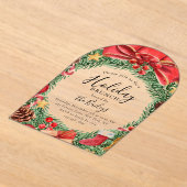 Vakantie Brunch Chic Bloemen Kerstfeest Acryl Uitnodigingen (Laagn)