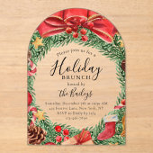 Vakantie Brunch Chic Bloemen Kerstfeest Acryl Uitnodigingen (Voorkant)