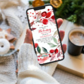 Vakantie brunch Elegante kerst rode bloemenkrans Kaart