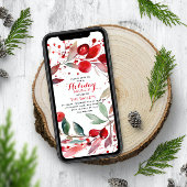 Vakantie brunch Elegante kerst rode bloemenkrans Kaart