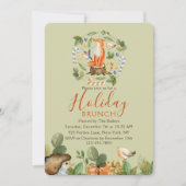 Vakantie Brunch Kerstbrunch Schattige Woodland Fox Kaart (Voorkant)