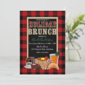 Vakantie Brunch Rustiek Rood Zwart Buffalo Plaid Kaart (Staand voorkant)