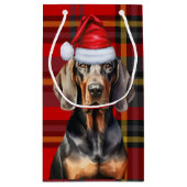 Vakantie BT Coonhound Dog en Plaid Christmas Klein Cadeauzakje (Achterkant)
