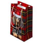 Vakantie BT Coonhound Dog en Plaid Christmas Klein Cadeauzakje (Achterkant Gekanteld)