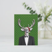 Vakantie Buck in Santa Hat en Tuxedo Feestdagenkaart (Staand voorkant)