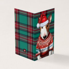 Vakantie Bull Terrier Hond Red Green Plaid Kerstmi Kaart