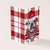 Vakantie Bulldog Rood en Wit Geplakt Kerstmis Kaart (Buitenkant)