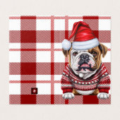 Vakantie Bulldog Rood en Wit Geplakt Kerstmis Kaart (Buitenkant ongevouwen)