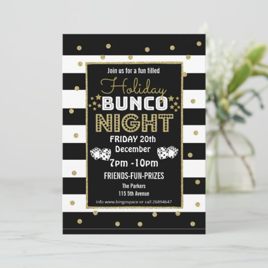 vakantie-bunco-avond, bunco-feest PTA-evenement PT Kaart (Staand voorkant)