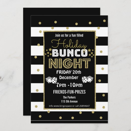 vakantie-bunco-avond, bunco-feest PTA-evenement PT Kaart (Voorkant / Achterkant)