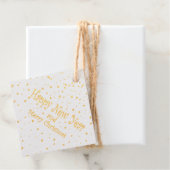 Vakantie cadeau labels met glitter goud (Met doos)