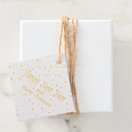 Vakantie cadeau labels met glitter goud (Met doos)