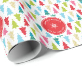 VAKANTIE CADEAU modern feestelijk kerstboom patroo Cadeaupapier (Rol Hoek)