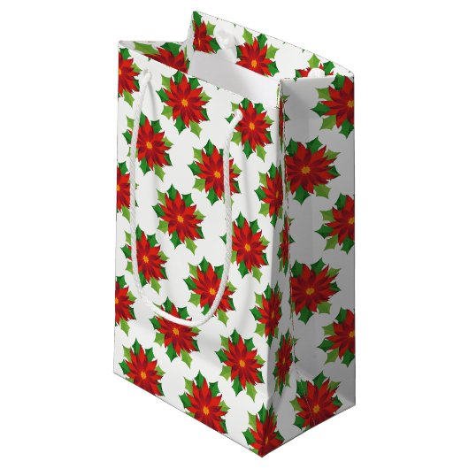 Vakantie-cadeau-poinsettias Klein Cadeauzakje (Voorkant Gekanteld)