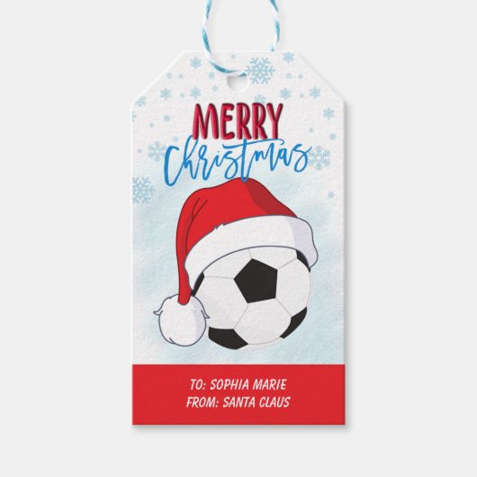 Vakantie Cadeau Sport Voetbal Kerstmis Cadeaulabel (Voorkant)