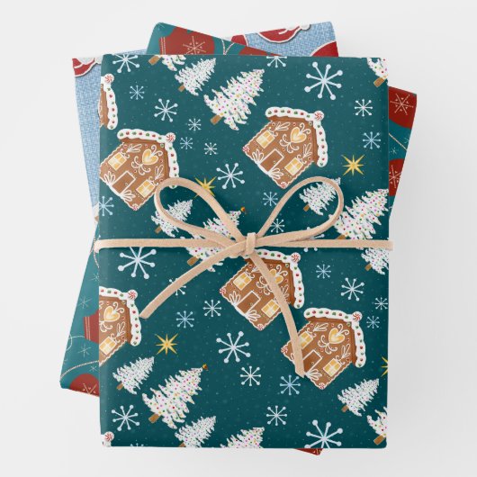 Vakantie cadeau wrap trio inpakpapier vel (In situ)