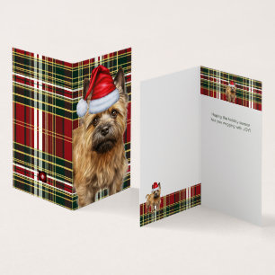 Vakantie Cairn Terrier Hond Red Plaid Kerstmis Kaart