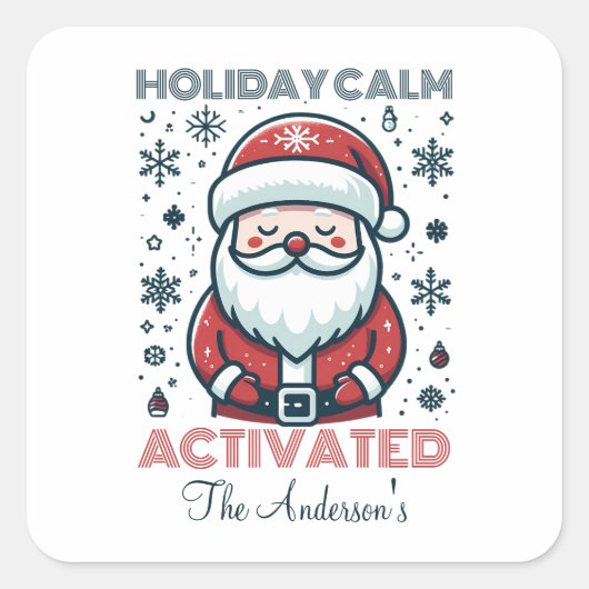 Vakantie Calm Santa Gepersonaliseerd Vierkante Sticker (Voorkant)