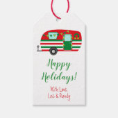 Vakantie Camper, Gepersonaliseerde Kerstmis Cadeaulabel (Voorkant)