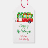 Vakantie Camper, Gepersonaliseerde Kerstmis Cadeaulabel (Voorkant)