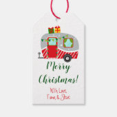Vakantie Camper, Gepersonaliseerde Kerstmis Cadeaulabel (Voorkant)