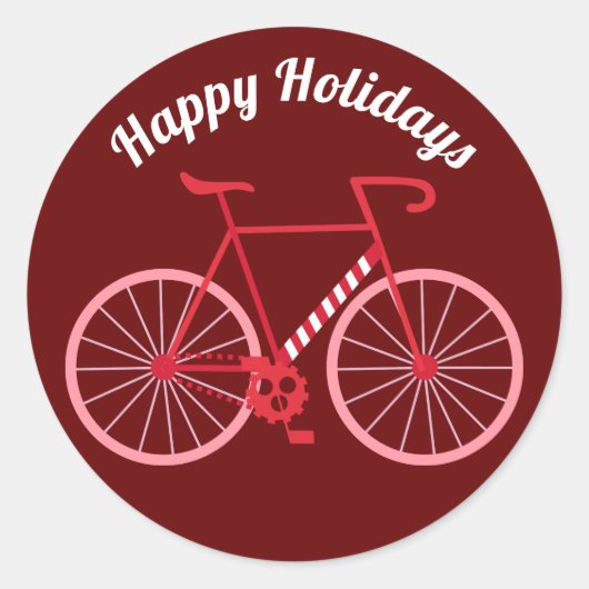 Vakantie Candy Cane Bike Ronde Sticker (Voorkant)