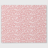 Vakantie Candy Cane Hearts Kerst Roze Naadloos Cadeaupapier (Vlak)