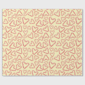 Vakantie Candy Cane Hearts Kerstmis Naadloos Cadeaupapier (Vlak)