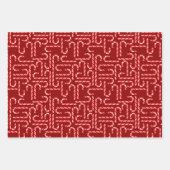 Vakantie Candy Canes met vallende sneeuw op rood Inpakpapier Vel (Voorkant)