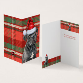 Vakantie Cane Corso Hond Rood Groen Geplaagd Kerst Kaart