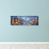 Vakantie Canvas Art-Snowy Village Scene Afdruk (Insitu (Houten vloer))