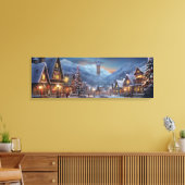 Vakantie Canvas Art-Snowy Village Scene Afdruk (Insitu (Woonkamer))