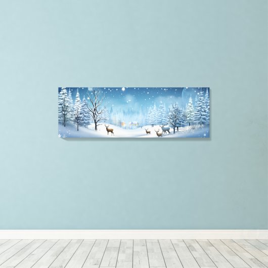 Vakantie Canvas Kunst-Winter Herten Scène (Insitu (Houten vloer))