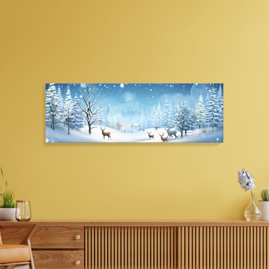 Vakantie Canvas Kunst-Winter Herten Scène (Insitu (Woonkamer))