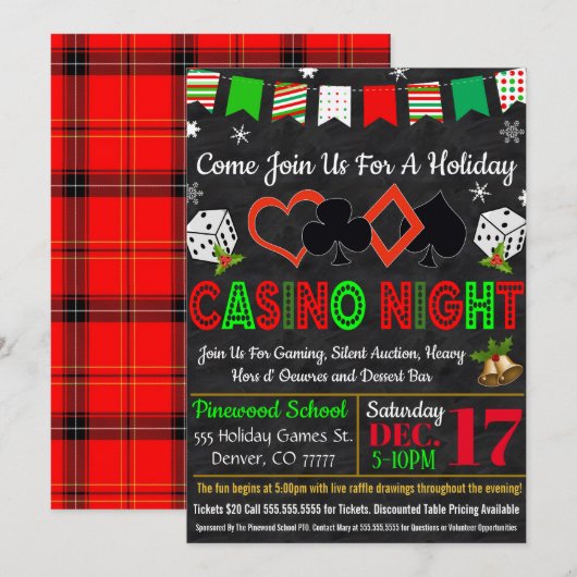 Vakantie Casino Uitnodiging (Voorkant / Achterkant)